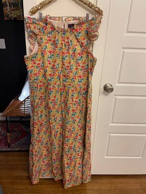 Floral Ruffle Shoulder Maxi Dress liberty London in Yellow, Red & Blue large